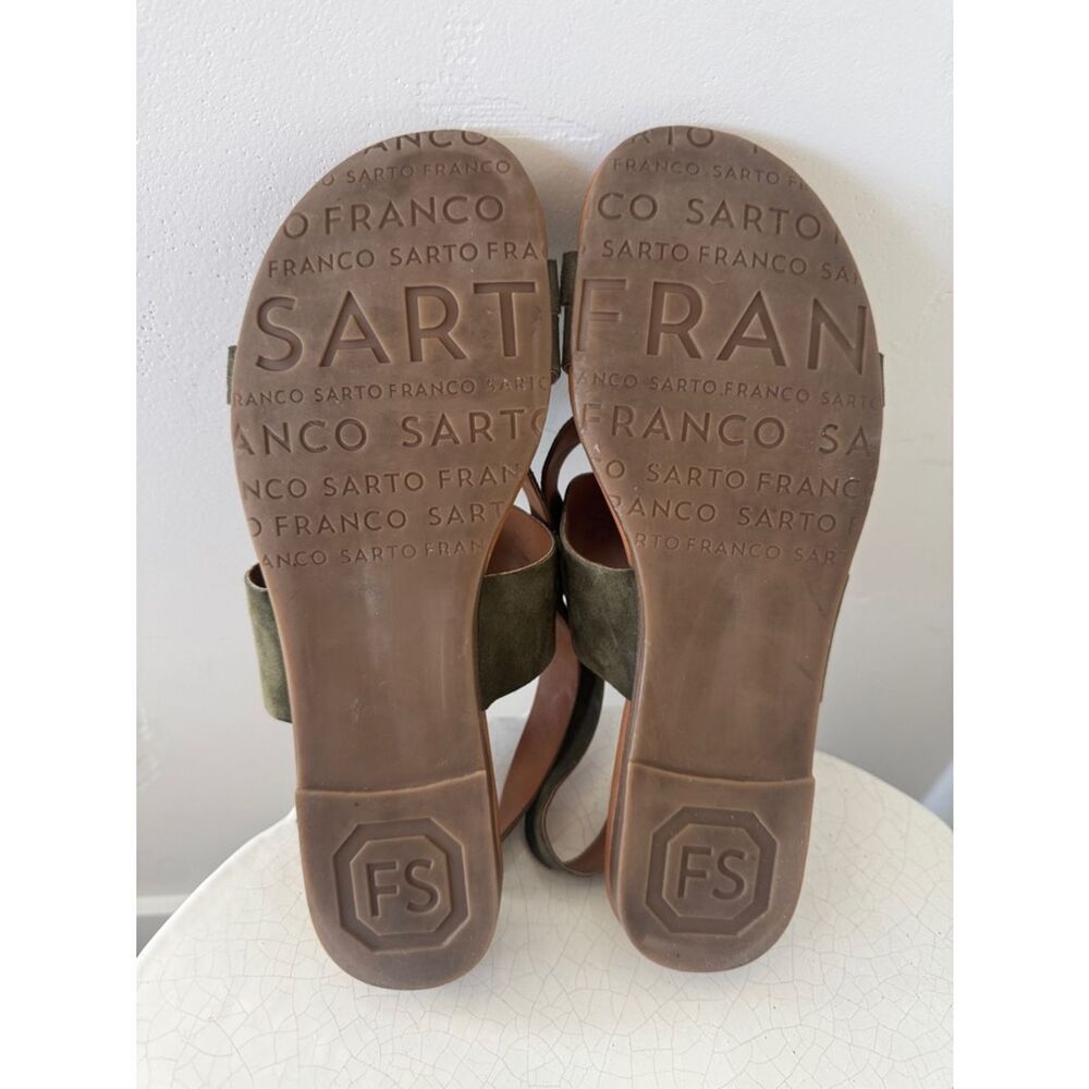 Franco Sarto Olive Green Suede Leather Cross-Strap Casual Women's Sandals Size 8 - Picture 8 of 10